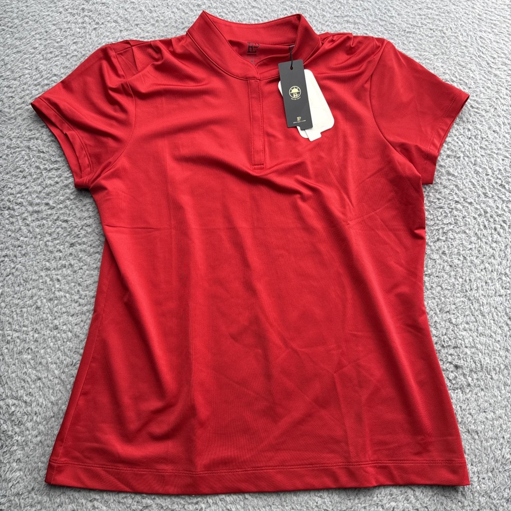EP New York Golf Shirt Womens Medium Red NWT Snap Mock Polo 5525NOB